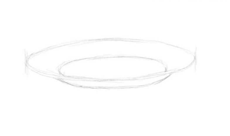 Как нарисовать тарелку поэтапно карандашом?