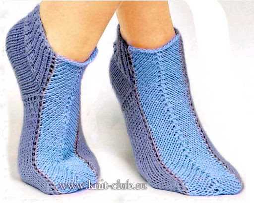 Вязание носков спицами с открытыми петлями